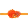 Bandeau élastique pour bébé avec fleurs orange en dentelle, tulle et satin avec perles - Orange