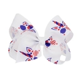 Patriotic USA Independence Day white bow hair clip with stars stripes and unicorn design - White-Eyeglasses