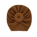 Brown waffle knit baby donut turban hat with stylish knot for newborns and toddlers - Brown