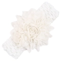 Diadema para bebé con flor de gasa blanca y encaje elástico ancho para niña pequeña - Blanco