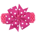 Bandeau élastique rose vif pour bébé orné d'un grand nœud à pois blancs classique - Rose Foncé à Pois Blancs