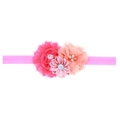 Bandeau élastique pour bébé avec trois fleurs roses artisanales et strass brillants - Pâte de Haricot Rose Clair