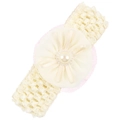 Diadema de encaje de ganchillo crema para bebé con flor de satén y detalle de perla - Blanco Leche