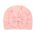 Newborn baby turban hat in soft light pink with large bow and stretchy knit fabric - Pale Green