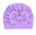 Soft light purple baby turban hat featuring a large cotton bow decoration - Light Purple