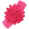 Rosa Stirnband mit Chiffon-Blume und Silberglitzer auf elastischem Netz für Babys - Rosarot Große Sonne