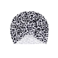 Bonnet turban pour bébé avec imprimé vache noir et blanc et nœud donut décoratif - Imprimé léopard