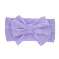 Fascia per neonati in maglia a coste lavanda con un grande fiocco annodato a mano - Viola Chiaro (A Righe)