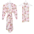Umstandsmorgenmantel in Rosa mit Blumenmuster und passendem Baby-Pucktuch-Set - S/M / Set / Rosa Jasmin