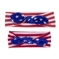 Matching USA Independence Day mother and child bow headbands with flag pattern - Bunny Ears (Parent-Child)