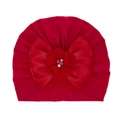 Turbante rojo para bebé con un lazo grande de capas y adorno de flor con cuentas - Talla única / Rojo