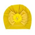Turbante amarillo para bebé con lazo grande y detalle de flor 3D con perlas y strass - Talla única / Amarillo