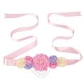Elegant floral maternity sash with pink ribbon and colorful fabric roses for photoshoot - Pink Purple Style (2#)