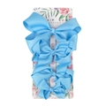 Set of 4 sky blue grosgrain ribbon bow hair clips on floral display card for girls - Sky Blue