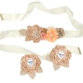 Elegant Maternity Sash and Badge Set for Baby Showers with Mommy and Daddy to be labels - Light Coffee Set