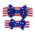 Matching American flag bow headband set for mother and child with stars and stripes patterns - Bow (Parent-Child)