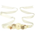 Ceinture de maternité avec fleurs champagne, perles et strass pour séances photo - Style Champagne Beige (5#)
