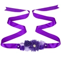 Ceinture de maternité violette avec roses en tissu, perles et strass brillants - Style Violet Foncé (4#)