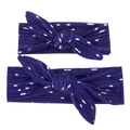 Navy blue rabbit ear headbands with white stripes and dots in a matching two-piece set - Royal Blue Striped