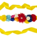 Ceinture de maternité fleurie avec strass sur ruban de satin jaune pour séance photo - Style Multicolore Arc-en-Ciel (12#)
