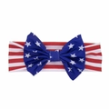 Matching headband set for mom and kids with USA flag bow and red white striped pattern - Bow (Adult)