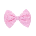 Fermaglio per capelli a fiocco in pizzo rosa chiaro per bambine con trama floreale fine - Rosa