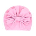 Rosa Baby Turban Mütze mit großer Schleife aus geripptem elastischem Stoff - Rosa