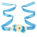 Ceinture de maternité bleu ciel avec fleurs en tissu multicolores et strass pour photo - Style Bleu Ciel (7#)
