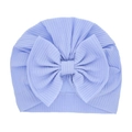 Bonnet turban bébé côtelé violet clair avec un grand nœud pour nourrissons - Bleu
