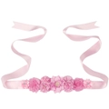Ceinture de maternité rose faite main avec rubans en soie et détails en perles - Style Rose Doux (10#)