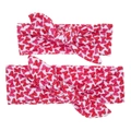 Red bowknot and white polka dot bunny ear headbands for mother and child, 2-piece set - Rose Red Small Bow