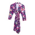 Umstandsmorgenmantel mit Blumenmuster in Dunkelviolett mit rosa Blüten - L/XL/XXL / Einzelner Bademantel / Lila Blume