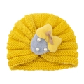 Bonnet en tricot jaune pour bébé avec patch cœur et nœud pour la protection hivernale - Jaune
