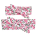 Pink peony floral bunny ear headbands set for mother and child with knot detail - Peony