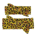 Matching sunflower print headband set for mother and daughter with bow knot details - Sunflower