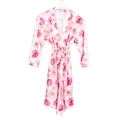 Robe de maternité à fleurs avec roses roses sur fond blanc et ceinture à la taille - Peignoir Rose Aquarelle Rose / L/xl/xxl (coupe Ample)