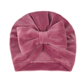 Infant winter velvet turban hat with large bow decoration in dusty rose pink - Dust Rose