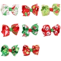8-piece set of Christmas grosgrain ribbon bows with snowman and holiday patterns - Multicolor Style B