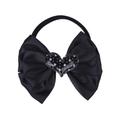 Fascia per capelli in raso nero con fiocco e cuore di strass per neonati e bambini - Nero