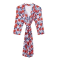Robe de chambre de maternité à imprimé floral avec manches longues et motif hibiscus rouge - Peignoir À Fleurs À Feuilles Rouges / L/xl/xxl (coupe Ample)