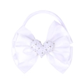 Fascia per neonati in nylon con fiocco di raso bianco e cuore di strass al centro - Bianco