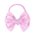 Fascia per neonati con fiocco in raso rosa a tre strati, cuore di paillettes e nylon - Rosa