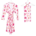 Ensemble robe de maternité et couverture d'emmaillotage bébé à imprimé floral rose - Floral à l'Aquarelle / L/xl/xxl (coupe Ample)