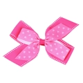 Lazo para el pelo rosa con patrón de corazón blanco y bordes cosidos infantil - Estilo de Impresión de Corazón Rosa Brillante (1#)