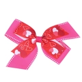 Pinza para el pelo con lazo de cinta de falla rosa y roja con estampado de corazones - Estilo de Patrón de Espiral de Corazón Rojo Rosado (2#)