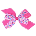 Lazo rosa para el pelo con capas y patrones de corazones coloridos para niñas pequeñas - Estilo de Impresión de Corazón Multicolor con Fondo Blanco (5#)