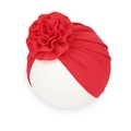 Turbante elastico per neonati con un grande fiore rosso ideale per bambine piccole - Rosso