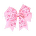 Barrette à cheveux rose en gros-grain à multicouches avec cœurs dorés et queue d'aronde - 5# (Base Rose Clair Cœurs Roses)