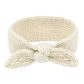 Bandeau bébé en maille blanc crème avec un joli nœud et une texture côtelée - Blanc