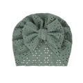 Bonnet turban respirant vert haricot pour bébé avec maille ajourée et grand nœud - Vert